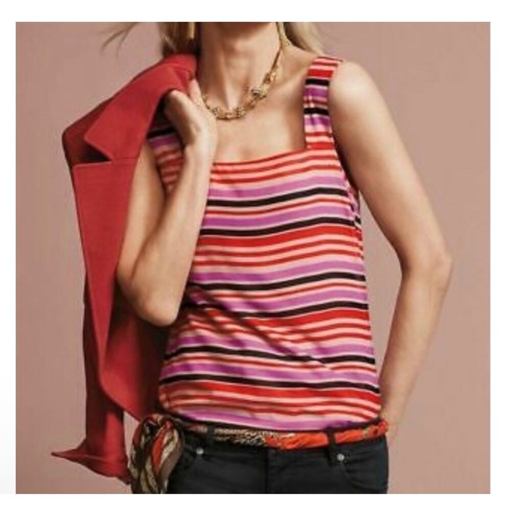 CABI Multicolor Striped London Calling Tank Top Women’s S Mod Twee Dopamine 3448